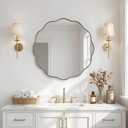 ANDY STAR Brushed Gold Round Wall Mirror 24 Inch, Brass Round Bathroom Mirrors for Over Sink, Anti-Rust Brass Circle Frame for Bathroom, Entryway