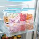 120 Pack Calendar Slider Quart Freezer Bags Reusable Food Storage Bags Slide Zipper Expandable Bottom Clear Plastic Freezer Bags With Write-On-Label For Food Storage (Blue)