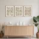 ANHUIB Beige Floral Canvas Wall Art Neutral Botanical Wall Decor 12x16 Inch Set of 3 for Living Room Bedroom Bathroom