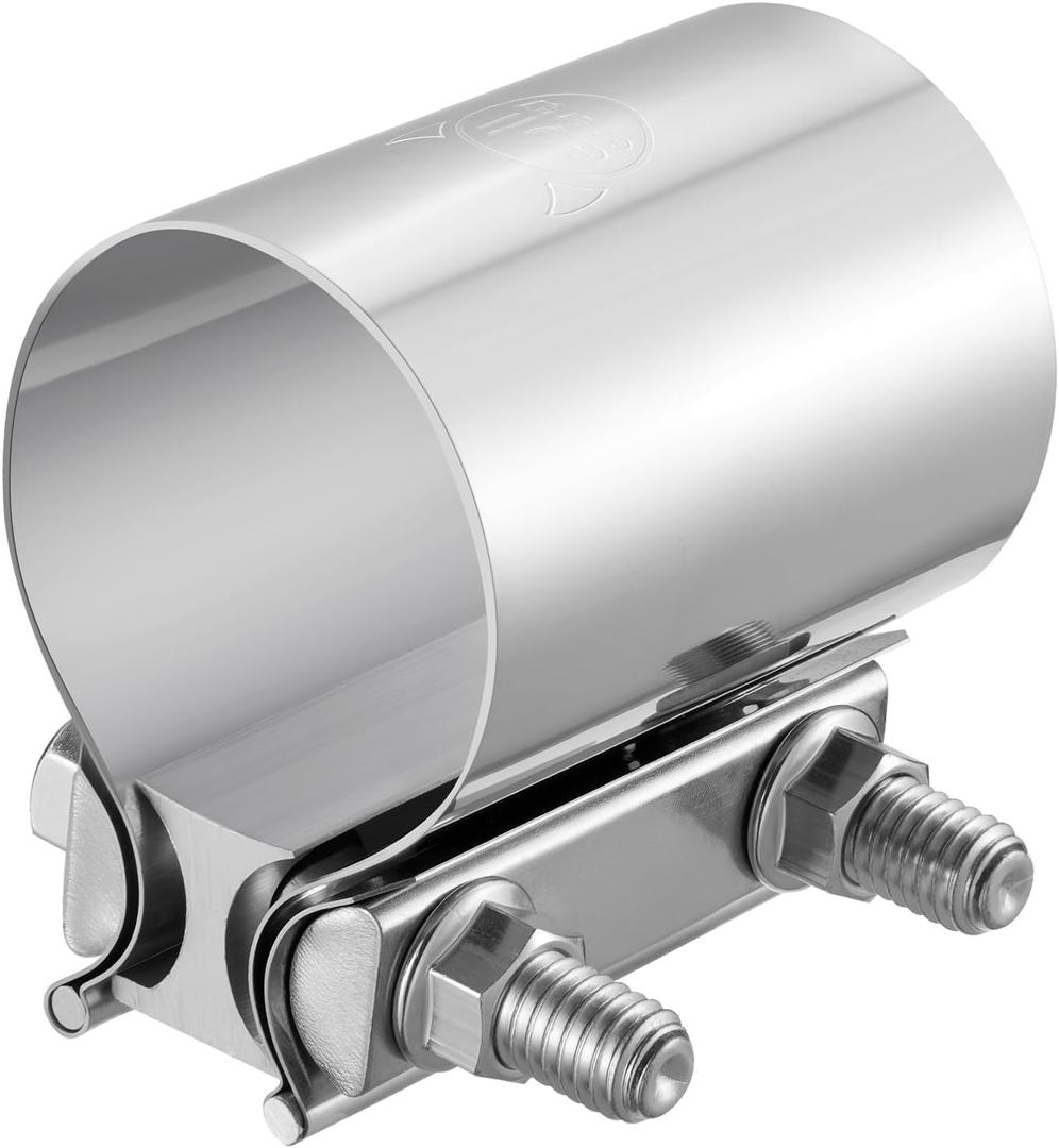 EVIL ENERGY 2.25 Inch Exhaust Clamp, 2 1/4" Butt Joint Band Clamp Sleeve Coupler Stainless Steel for Pipes, Mufflers, Catalytic Converters 2Pcs