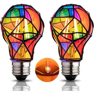 Stained Glass Light Bulb,Rainbow Painted Light Bulb,Mosaic Light Bulb,4W 120V,Multi Colored Colorful Light Bulb Indoor,Fun Romantic Light Bulbs,Unique Decorative Light Bulbs