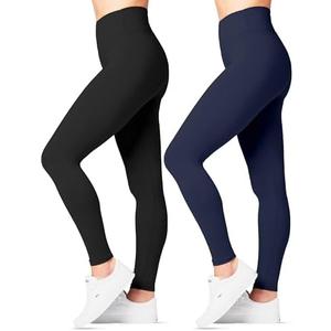 SATINA High Waisted Leggings for Women - Comfortable and Stretchy in Versatile Sizes and Colors - Workout Yoga Leggings Set One Size