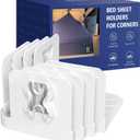 Bed Sheet Holders Lock for Corners - Mattress Sheet Corner Holders Keep Firm Tight in Place Set of 4 (White)