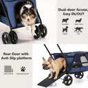 Dog Stroller for Large & Medium Dogs, Foldable Pet Stroller for 2 Small Dogs Up to 66lbs, with All-Terrain Wheels, Breathable Mesh Ventilation & Storage Pocket (Blue)