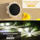 Solar Ground Lights Outdoor Waterproof, 4 Modes LED Round Lights (2 Pack) - for Garden Pathway, Yard, Deck, Wall - Warm White