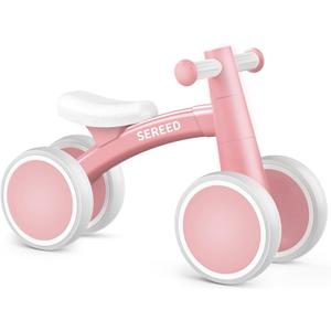 SEREED Baby Balance Bike for 1 Year Old Boys Girls 12-24 Month Toddler Balance Bike, 4 Wheels Toddler First Bike, First Birthday Gifts (Pink New)