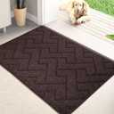 PURRUGS Dirt Trapper Door Mat 24" x 35.5", Non-Slip Machine Washable Entry Rug, Shoe Scraper, Dog Doormat, Super Absorbent Welcome Mat for Front & Back Door, Muddy Wet Shoes & Paws, Brown