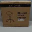 KKTONER Rolling Saddle Stool PU Leather Swivel Adjustable Rolling Stool with Wheels Salon Chair Black