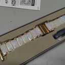 V.R.HOPE Apple Watch Band for Women 38mm 40mm 41mm 42mm Fashion Rose Gold Stainless Steel Metal Strap with Resin Inlay, Fashion Bracelet Compatible with iWatch Series 11/10/9/8/7/6/5/4/3/2/1/SE (Fluorescent White+Rose Gold)