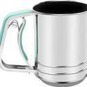 3-Cup Stainless Steel Flour Sifter,Squeeze Sifter for Baking with Compatable Silicone Handle (Green)