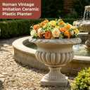 20" H Large Roman Urn Planter, Lightweight Weatherproof Plastic Flower Pot