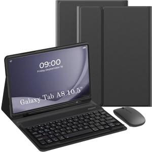 Keyboard Case for Samsung Galaxy Tab A8 10.5 2022, Samsung A8 Tablet Case with Pen Slot Detachable Keyboard with Mouse (SM-X200/X205/X207) - (Black)