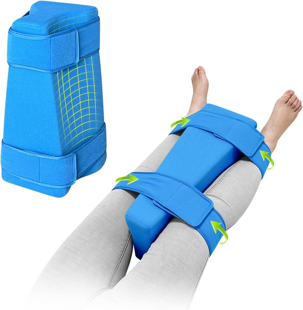 Hip Abduction Pillow Hip Replacement Pillows After Surgery Recovery Supplies Knee Replacement Foam Wedge with Strap Bursitis Pillow Between The Legs Abductor Cushion for Sleeping Pain Relief (Blue-medium)