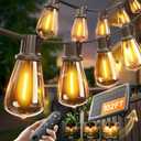 Addlon 102FT(96+6) Solar String Lights Outdoor with Remote, Waterproof Patio Lights with 30 Shatterproof LED Bulbs, 30H+ Long-Lasting Dimmable & Timable Solar Light for Backyard Camping Garden Decor