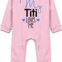 My Titi Loves Me Onesie Baby Clothes Toddler Rompers Bodysuit Short Sleeve/Sleeveless/Long Sleeve (Pink)