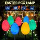 2 Pack Solar Easter Decorations Outdoor Lights,with 8 Modes 12 LED Egg Light,Waterproof Outdoor Solar Lights for Garden Yard Pathway Lawn Grave (Egg)