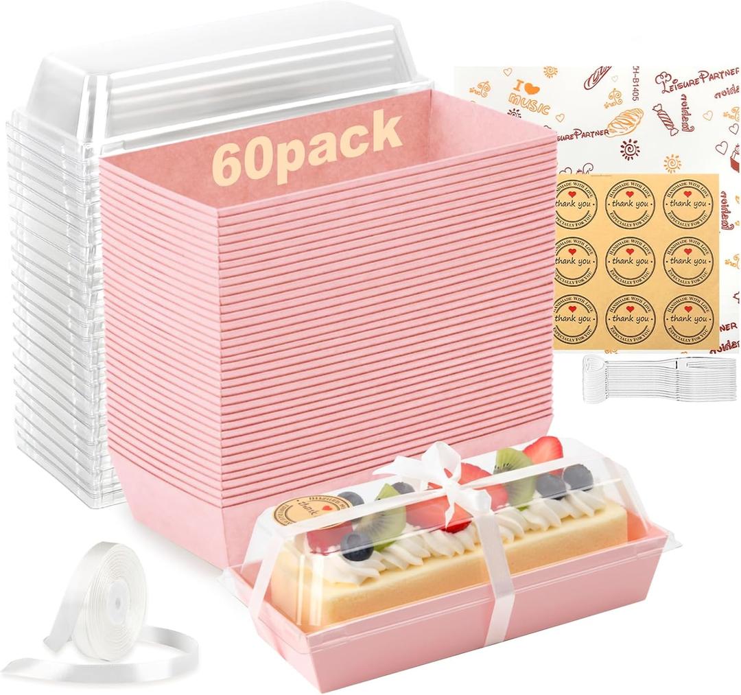 WERTIOO 60Pcs Charcuterie Boxes with Clear Lids - 7 Inch Disposable Paper Mini Charcuterie Boxes, To Go Bakery Dessert Boxes with Lid for Sandwich, Cookie, Sushi, Cake Slice, and Strawberries (Pink)
