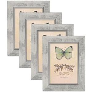 XUANLUO 5x7 Picture Frames Set of 4 Rustic Retro Photo Frame with HD Plastic Cover for Wall Mount and Tabletop Display Family Friends Wedding Gift