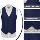 Men's Suit Linen 2 Piece Vests Short Pants Suits for Men Casual Summer Beach Groomsmen Wedding Waistcoat Set Outfit (Blue, XL)