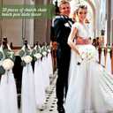 20 Sets Wedding Aisle Decorations, 39.4 Inches Artificial Silk Rose Flowers with Long Tulle Tails for Church Pew Chair Bench, Ceremony Reception Party Bridal Shower Arrangements - Champagne