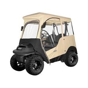 10L0L 2 Passenger Golf Cart Enclosure for Club Car Precedent/Onward/Tempo, 4Sided Clear Window 600D Rain Cover All Weather Windproof Waterproof  Beige
