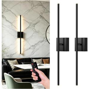 ZZXX 28 Inch Hardwire Wall Sconce Set of 2, 2700K-6500K Wall Lights with Remote Control, 350 Rotate LED Bathroom Wall Lamp Dimmable for Living Room Bedroom Bedside Light Fixtures, 28.0 Inches