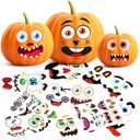 BainGsek 26 Pack Halloween Decoration Stickers, 56 Fun and Classic Pumpkin Face Stickers, Pumpkin Painting Craft Kit, Halloween Party Gift to Kids Decorations to Make Jack O Lantern Face Decal