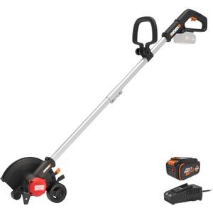 WORX Cordless Lawn Edger, 7'' Grass Edger with 3 Depth Settings, 20V Trencher with Dual Wheels & Brushless Motor, 4.0 Ah Battery & Charger Included, WG898