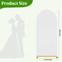 Arch Backdrop Stand and Cover Set, 6 x 2.6FT Gold Metal Wedding Arch for Ceremony, Heavy Duty Balloon Arch Stand with White Spandex Cover for Birthday Party, Baby Shower, Graduation, Event Decor