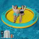 Round Floating Ring Inflatable Water Hammock Heavy Duty River Floats Lake Raft for Adults Tanning Pool Lounger Float Island Platform Pad Mat for Party