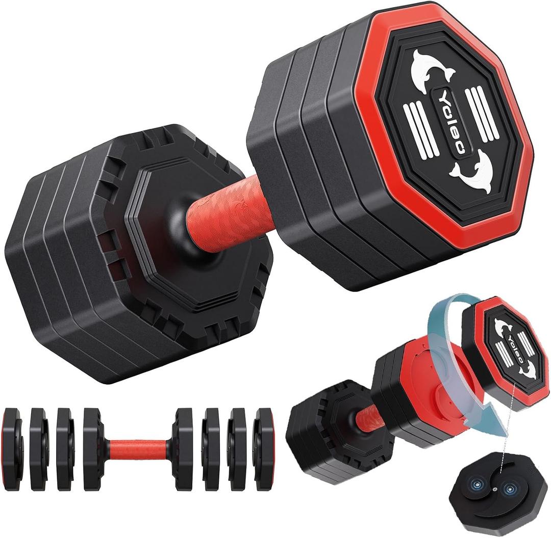 Yoleo Adjustable Dumbbell Set, Weights Dumbbells Set at Home Workout Equipment, 4 in 1 Each Premium Tai Chi-Style Rotary Mounting Adjustable 25 lb dumbbells, with TPU Soft Rubber Handle Suitable Men/Women Updated 2.0