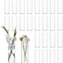 25 Pack Glass Vases for Centerpieces, 8 Inch Tall Small Clear Glass Flower Vase Cylinder Vases for Centerpieces Wedding Home Table Decor (25)