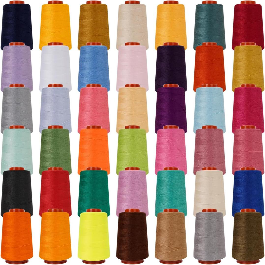 42 Colors Sewing Thread Kit All Purpose Polyester Thread Assorted Colors for Sewing Machine and Hand Stitching Use - 800 Yards per Spool