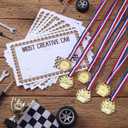 Cunno 15 Pcs Derby Medals with Award Certificate Race Car Trophy Gold Metal Award Medal with Neck Ribbon Prizes Winner Champion Trophies Prize Event Tournament Gifts
