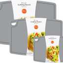 Liflicon Silicone Thick Cutting Boards Mats Set of 3 Foldable & Flexible Design Juice Grooves Easy Grip Handle Dishwasher Safe for Kitchen,BPA free Silicone Cutting Board- Grey