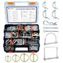 232PCS of Trailer Hitch Pins, Lynch Pins, Trailer Pins, Hair Pins, PTO Pins, R Clip Cotter Pins for Heavy Duty Trailers Accessories Tractor Attachments, Lawn Mowers, Snow Plows, Farm Equipment