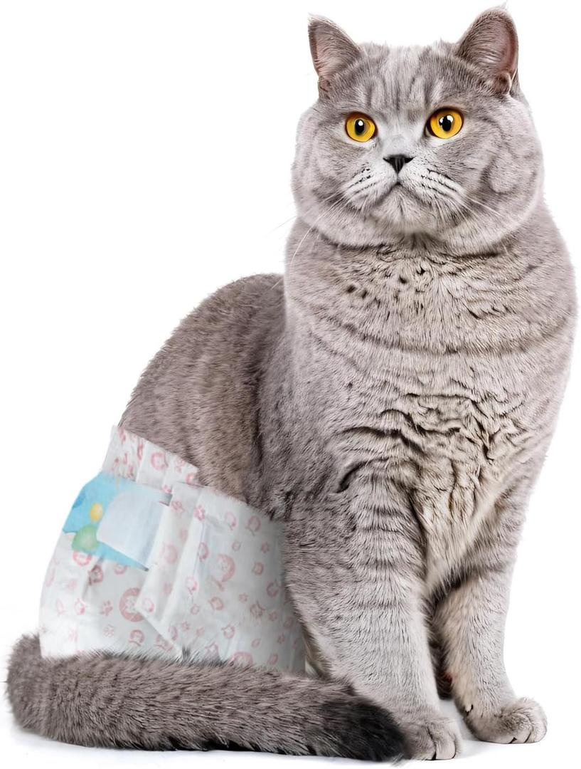 Disposable Cat Diapers, 40 Count Perfect for Both Male and Female Cats, for Elderly, (M) Incontinent, or Post-Surgery Cats and Dog Leak-Proof, Super Absorbent & Hypoallergenic Pet Diapers