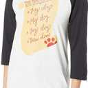 Soffe Women's Funny Novelty Christmas Sloga Raglan-My Dog is on The Naughty List (White, M)