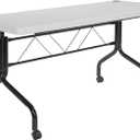 Office Star Resin Multipurpose Flip Training Table with Locking Casters for Home or Office Use, 5 Feet Light Gray
