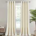 StangH Ivory White Velvet Curtains for Bedroom - Luxury Decor Soft Texture Kids Curtains Grommet Light Blocking Thermal Insulated Panel Drapes for Living Room/Dining, Ivory, W52 x L96, 2 Panels