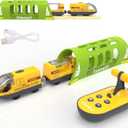 Battery Operated Train for Wooden Track, Electric Train Set Includes Remote Control Locomotive Train & Train Tunnel, Motorized Train Toy for Toddlers Compatible with Thomas, Brio, Chuggington