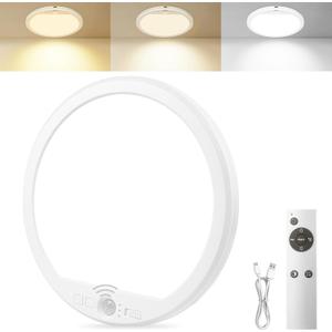 OSIDEN Rechargeable Motion Sensor Ceiling Light with Remote Wireless Magnetic Stick on Closet Light Battery Operated Ceiling Lights for Shower Shed Hallway Porch Stairs Garage (1 Pack)