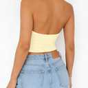 TiulZial Womens Sexy Halter Tops Deep V Neck Backless Tank Top Open Back Sleeveless Slim Fit Y2k Summer Crop Tops (Yellow, M)
