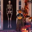ITART 4.5ft Animated Pumpkin Scarecrow with Candy Bowl Prop Pumpkin Halloween Decorations for Trick or Treat Sound Activated with Lights and Singing