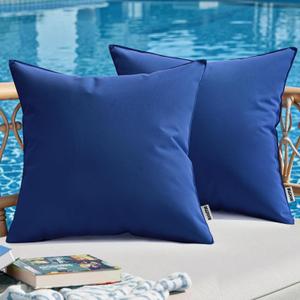 MIULEE Outdoor Pillow Covers Navy Blue Waterproof Decorative Patio Throw Pillow Covers Fade Resistant for Furniture Tent Couch Sofa Living Room Pack of 2 Spring Summer Pillowcases 20x20 Inch
