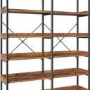 Huuger 6 Tier Bookshelf, Corner Bookshelf with 12 Open Shelves and Raised Baffle, 47.2 Inch Straight Wide Bookcase with Metal Frame and Wooden Board, Adjustable Feet, Rustic Brown