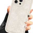 Compatible with iPhone 13 Pro Case, White Floral Flower Aesthetic Design for Girls Women Full Camera Lens Soft Silicone Shockproof Protective Cover