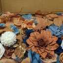 Ling's moment Fall Wedding Arch Flowers with Sheer Drapes Kit - Artificial Orange and Navy Blue Floral Arrangements for Ceremony Backdrop, Arbor Decor, 5-Piece Set (2 Flower Stems + 3 Hanging Drapes)