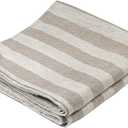 Jacquard Striped Pure 100% Linen Hand Kitchen Towel, 16 x 30 Inches, Set of 2, Grey/White