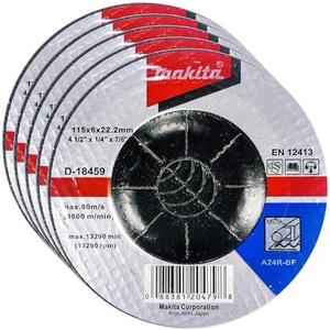 Makita 5 Pack - 4.5" Grinding Wheel For Grinders - Aggressive Grinding For Metal - 4-1/2 x 1/4 x 7/8-Inch
